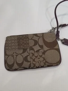 Coach | Bags | Coach Signature Monogram Wristlet Wallet Brown Tan ... - Interior Design Rendered From Overall Canvas